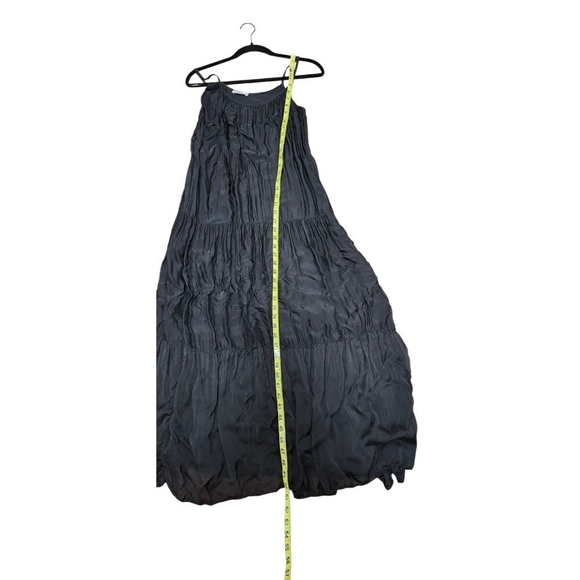 Bellambia Made in Italy Silk Blend Tiered Maxi Dress S Black Boho Resort Elegant - Picture 7 of 8